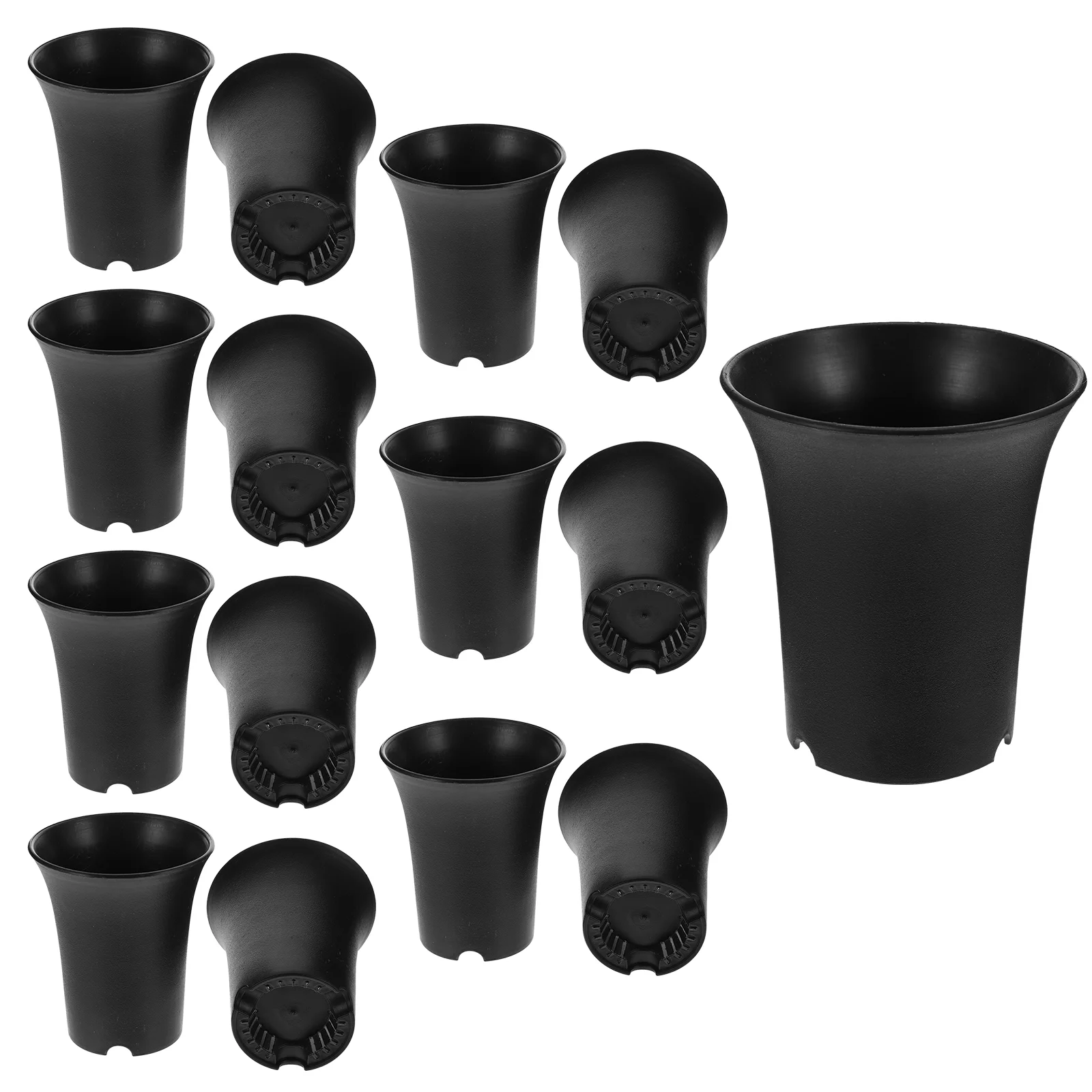 

15 Pcs Succulent Planters Flowerpot High Waist Round Plastic Black Tube Gardening Accessories