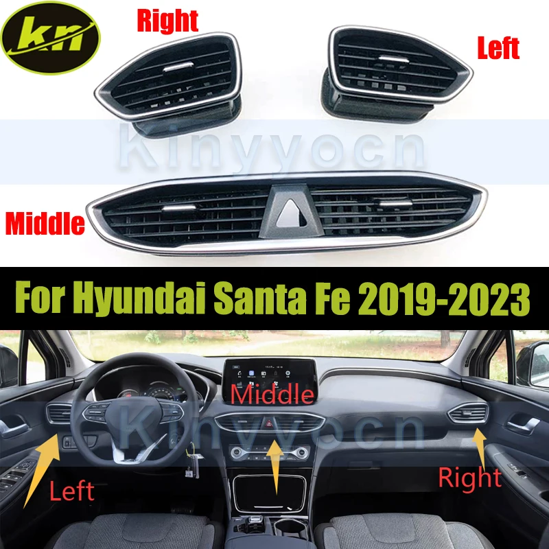 

Вентиляционные решетки кондиционера на передней панели приборов для Hyundai Santa Fe 2019-2023, центральная консоль, решетка воздуховода.