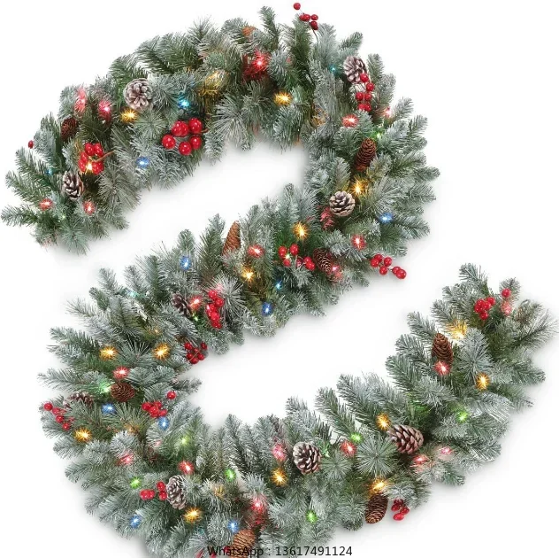 Customized PVC Mix Pine Needle Christmas tree vine Artificial Green wreath Garland For Party Christmas Decorations