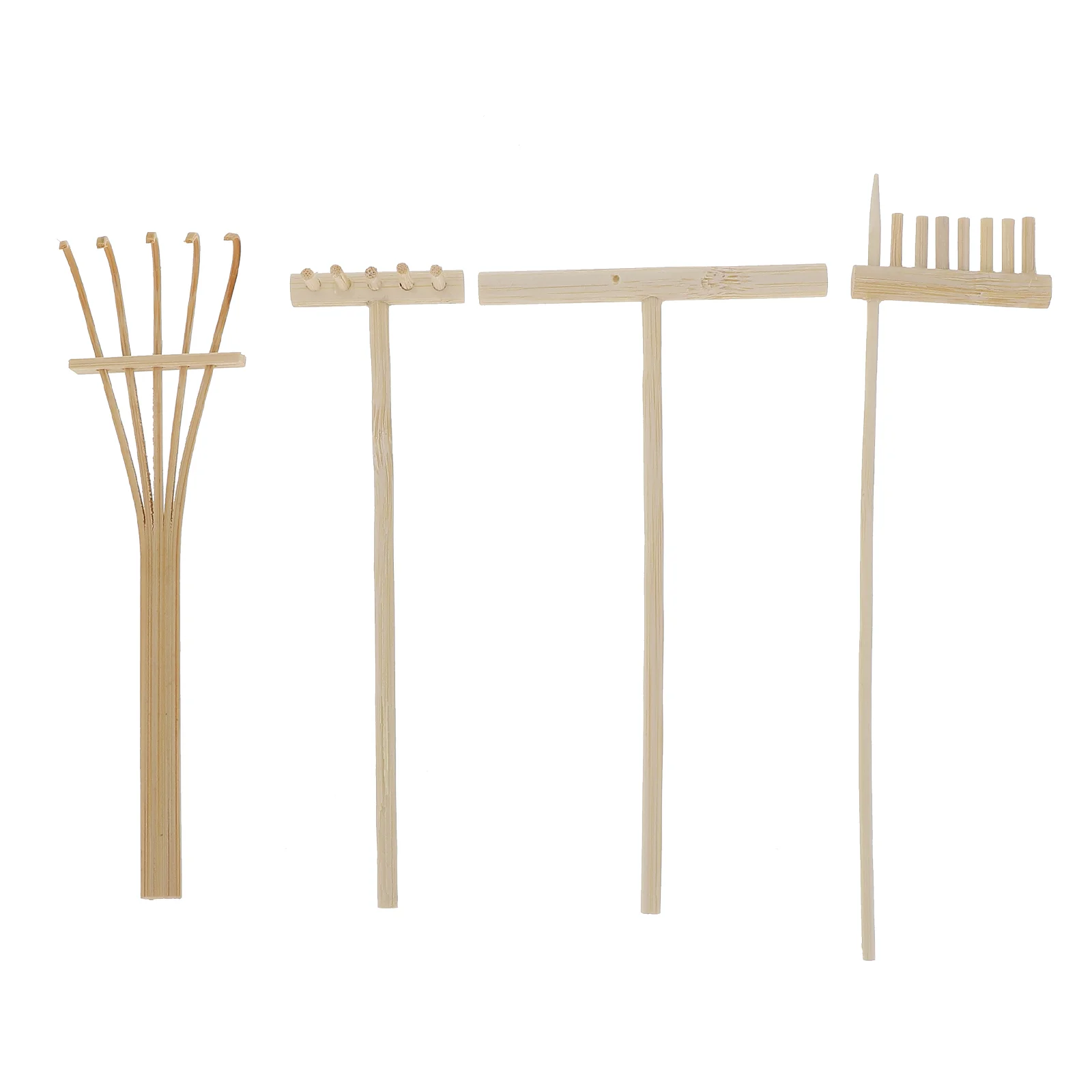 

4 Pcs Sand Table Bamboo Rake Mini House Supply Zen Garden Decorative Rakes Plant Tool Micro Landscape Decorations Office