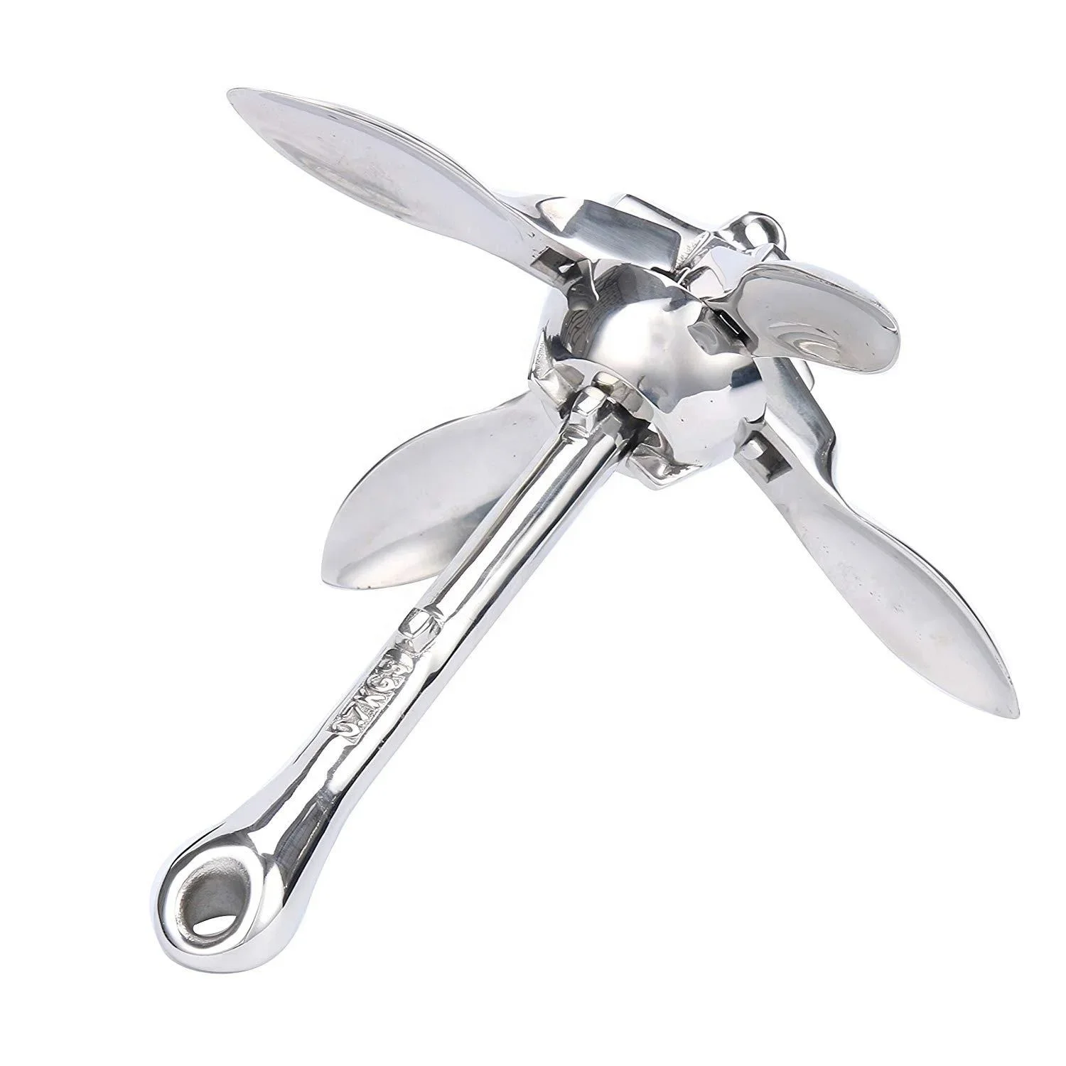 

Top Quality Marine Hardware Accessories 316 Stainless Steel 12kg Grapnel Anchor High Polished Folding Boat Anchor