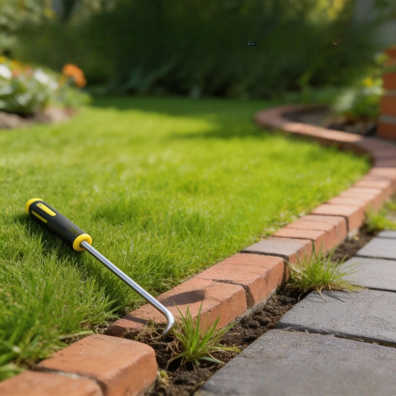 Two-piece gap weed removal tool, with hook-type weed removal device, suitable for clearing weeds and mosses