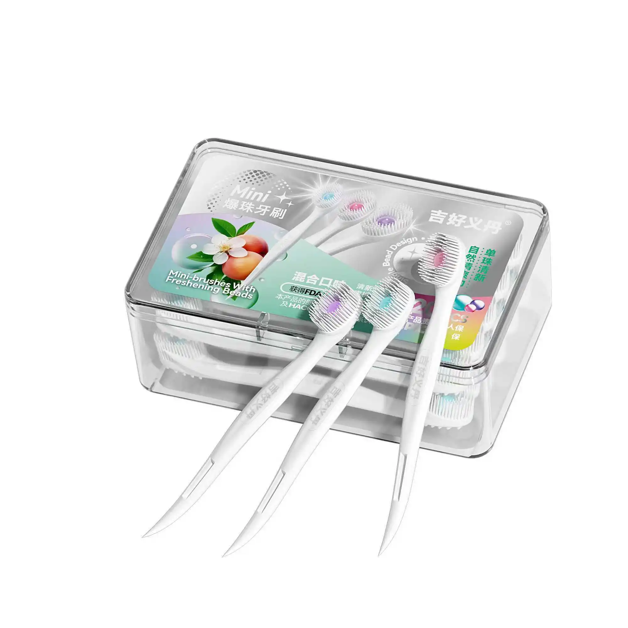 

Convenient travel disposable toothbrushes are packaged individually in a box of 20 latest models