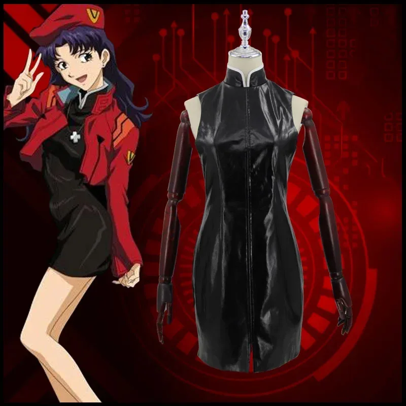 For Women Anime Costume for Cosplay Misato Katsuragi Dress Coat Uniforms Halloween Leather Coat and Dress