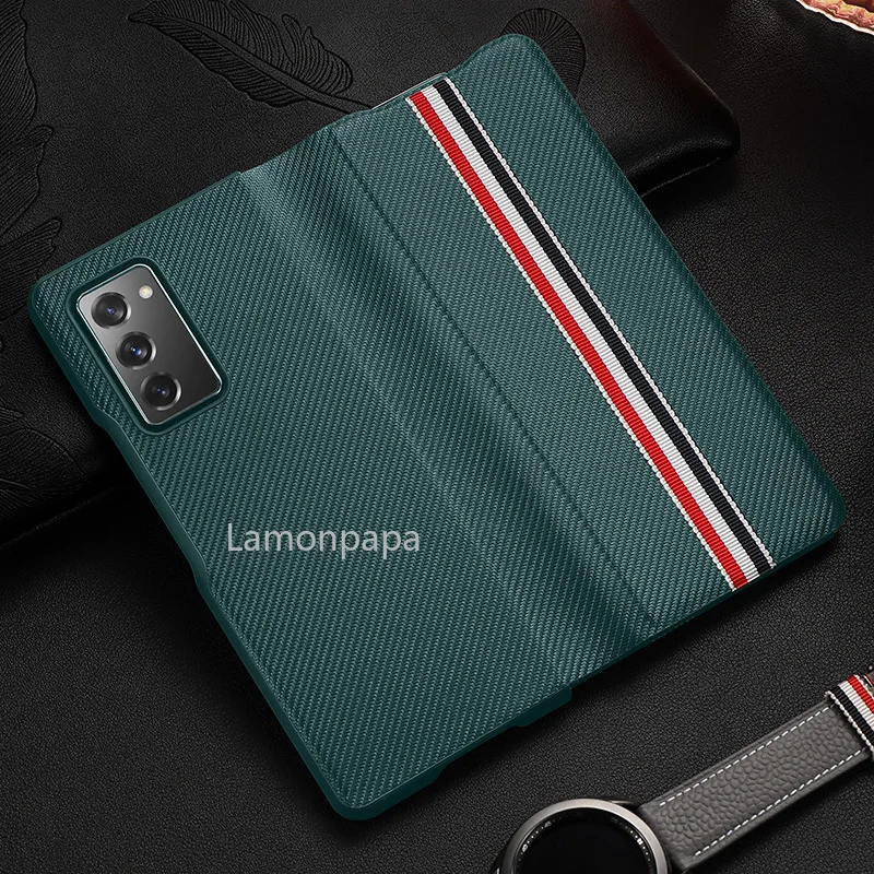 Luxury PU Fiber Case for Samsung Galaxy Z Fold 3 5G Cover Business All-inclusive Shockproof Shell for Samsung Z Fold 2 Case