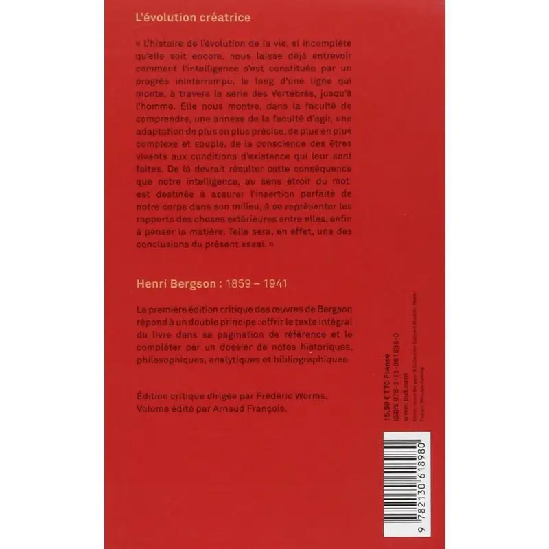 The Creative Evolution Henri Bergson Presses Universitaires De France 9782130618980 Book