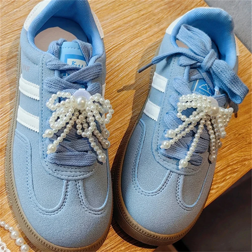1/2 Stück Perlenschleife Schnürsenkel Charms Schuh Blumenschnalle Premium Dekorativ für Sneakers Mode Damen Schuh Charm Zubehör