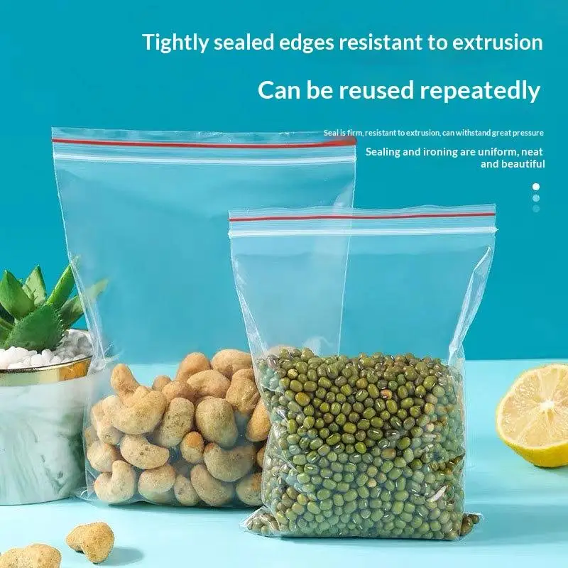 Small Transparent Reclosable Plastic Bags Clear Vacuum Food: 100Pcs Per Lot Storage Zipper