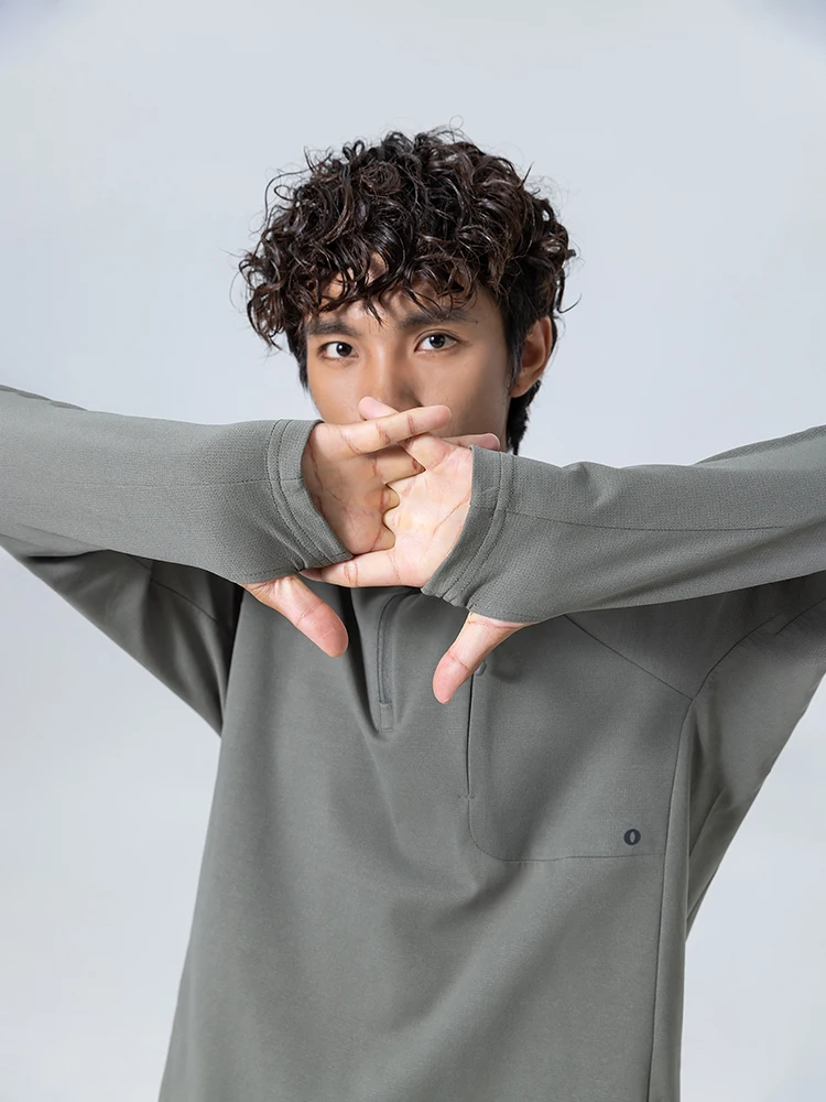 100% Polyester Fiber Autumn New Men's Outdoor Hiking Leisure Sports Long Sleeved T-shirt Korean Style Moisture Wicking T-shirt