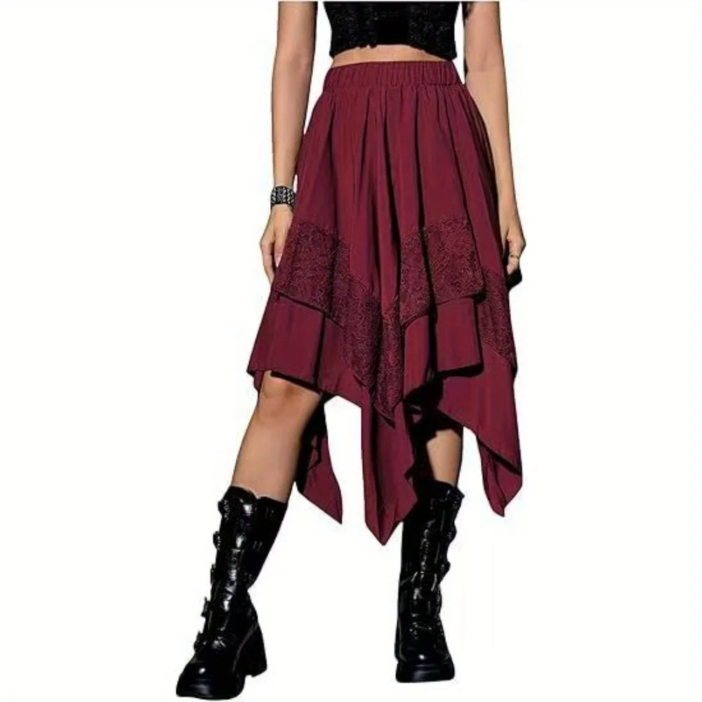 Punk Goth Lace Skirt Halloween Costume Dark Renaissance Hottie Stitching Accessories
