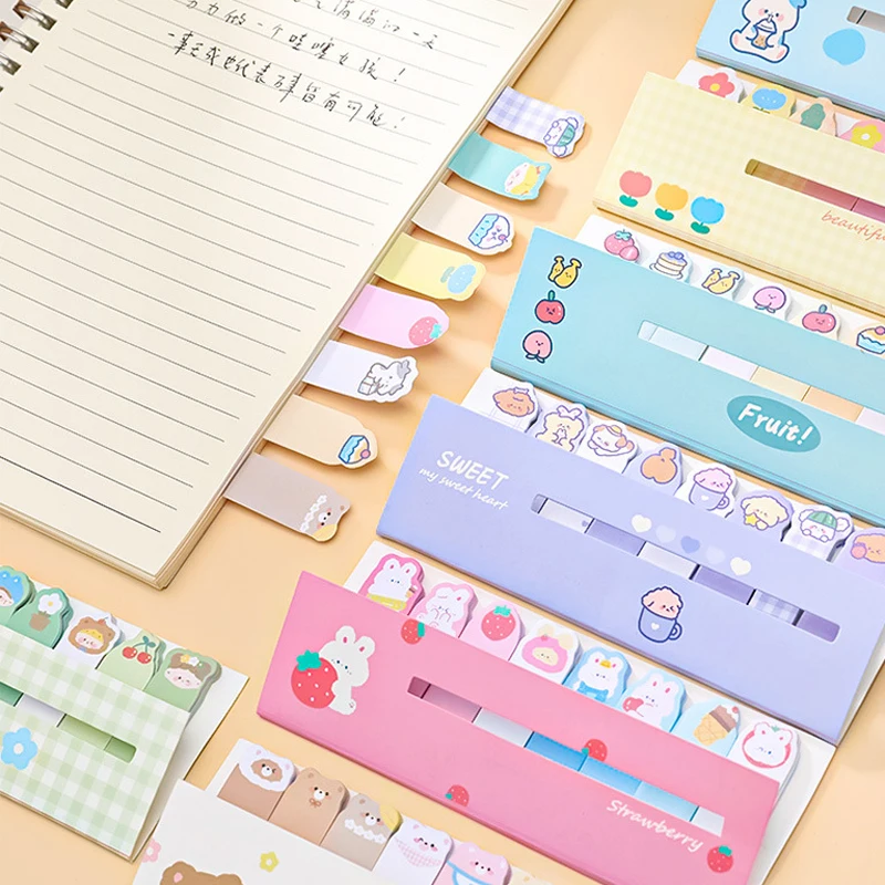 120 Sheets Cartoon Animal Sticky Notes Cute Memo Pads Index Stickers for Markers Paper Classify Filefor Kawaii Stationery