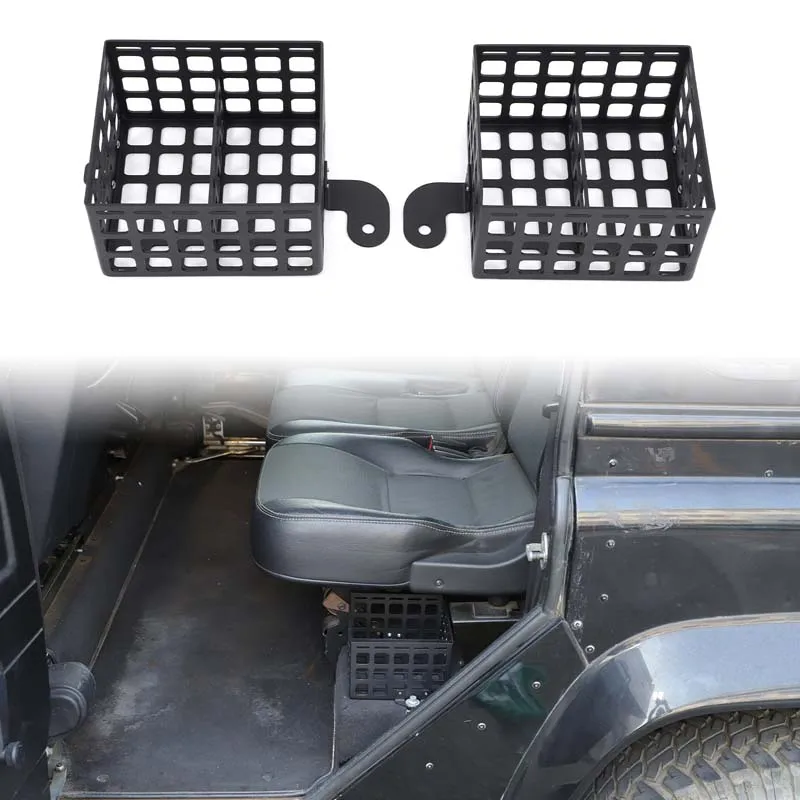 For Land Rover Defender 90 110 130 2004-2018 Automotive Second Row Seat Side Storage Basket Aluminum Alloy Car Accessories
