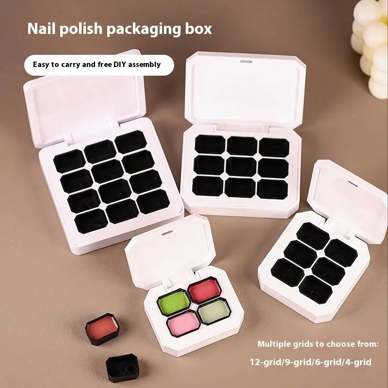 #1Pc 6/9/12 Grids Empty Magnetic Packaging Box For Nail Manicure DIY Fast Painting Gel Solid UV Varnishes Ombre Gel Nail Polish