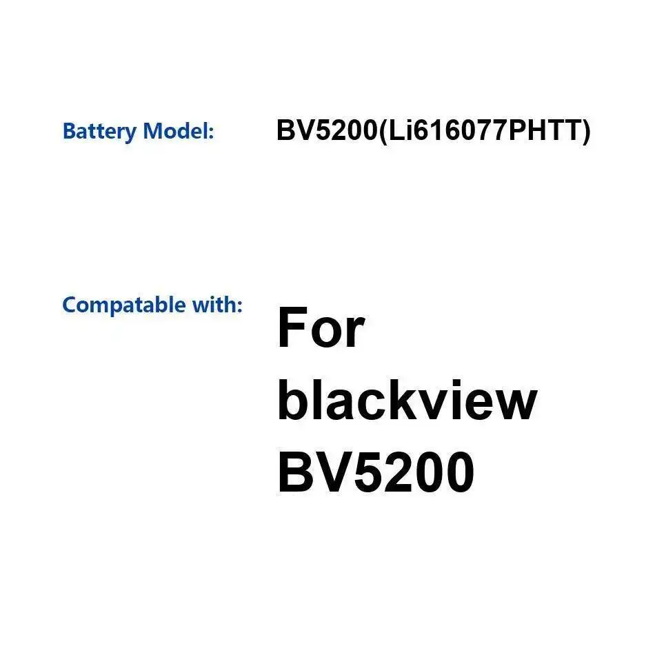 

Mobile Phone Battery Reliable Power Supply For Blackview BV5200 Li616077phtt 5180Mah