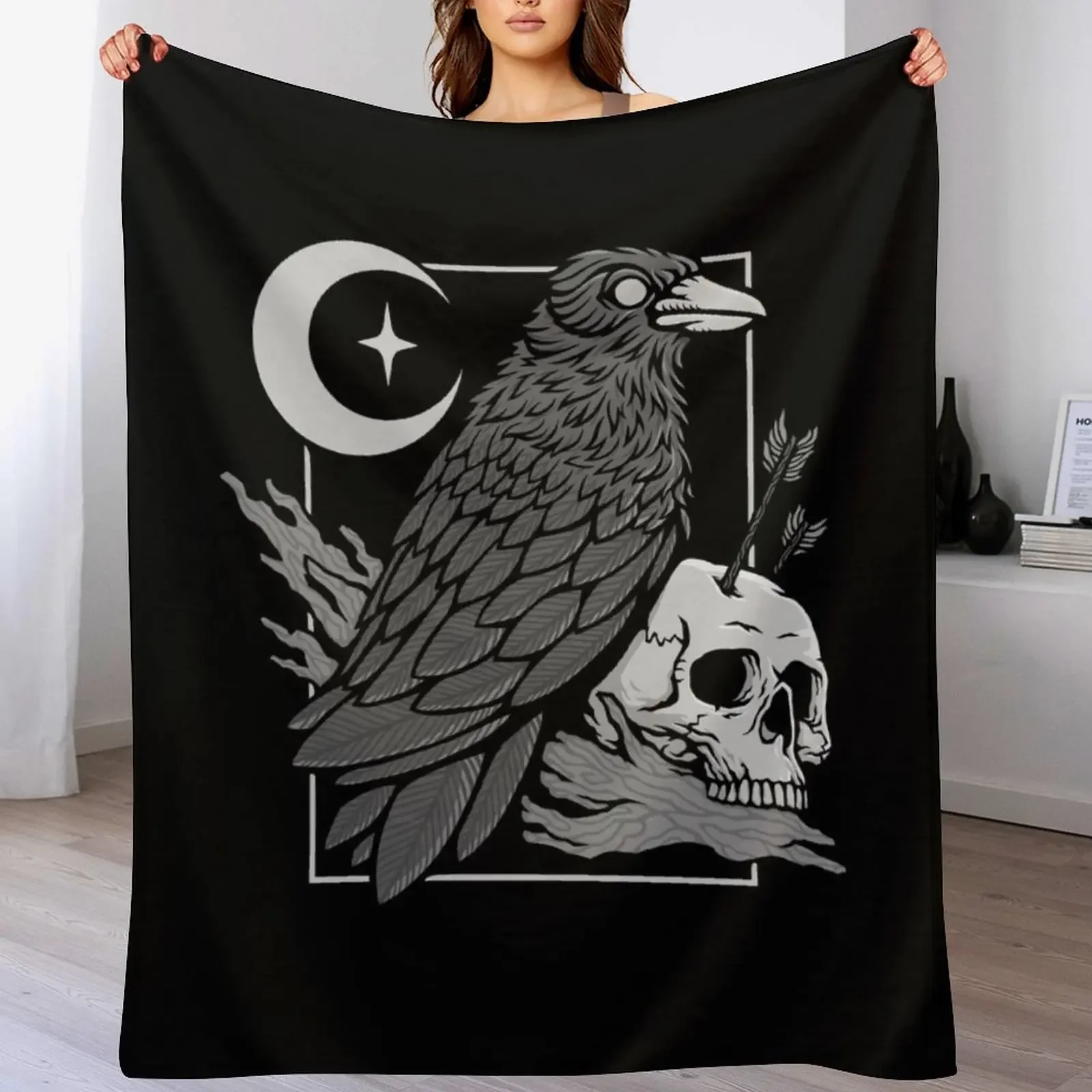 Night Raven Throw Blanket Luxury Designer Softest Designers Tourist Blankets