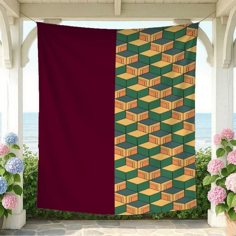 Tomioka Giyu Haori Printed Tapestry for Dorm Living Room Decor Stylish Creative Holiday Gift with Installation Kit