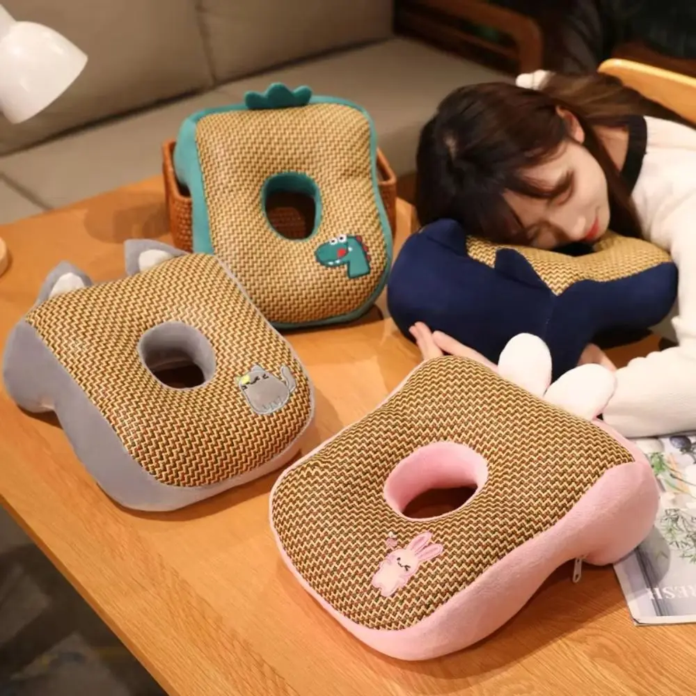 

Cool Mat Summer Nap Pillow Double-sided Stuffed Office Plush Pillow Hand Hold Hollow Breathable Cute Animal Neck Pillow Home Use