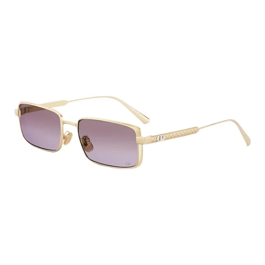DIOR Rectangular Sunglasses Men's Gold DIORCANNAGES2U