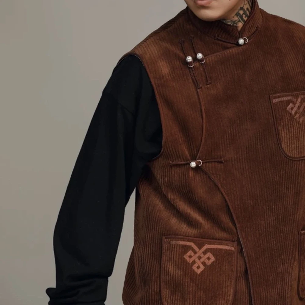 Mens Spring Vest Cheongsam Buttons Casual Wear Streetwear Fashion Retro Daily Outdoor Versatile Top Men'S Clothing 2026 New