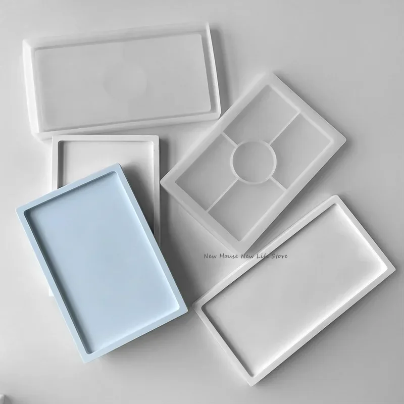 Rectangle Shape Silicone Molds DIY Handmade Epoxy Resin Concrete Plaster Fruit Dessert Storage Tray Molds Ceramic Clay Casting
