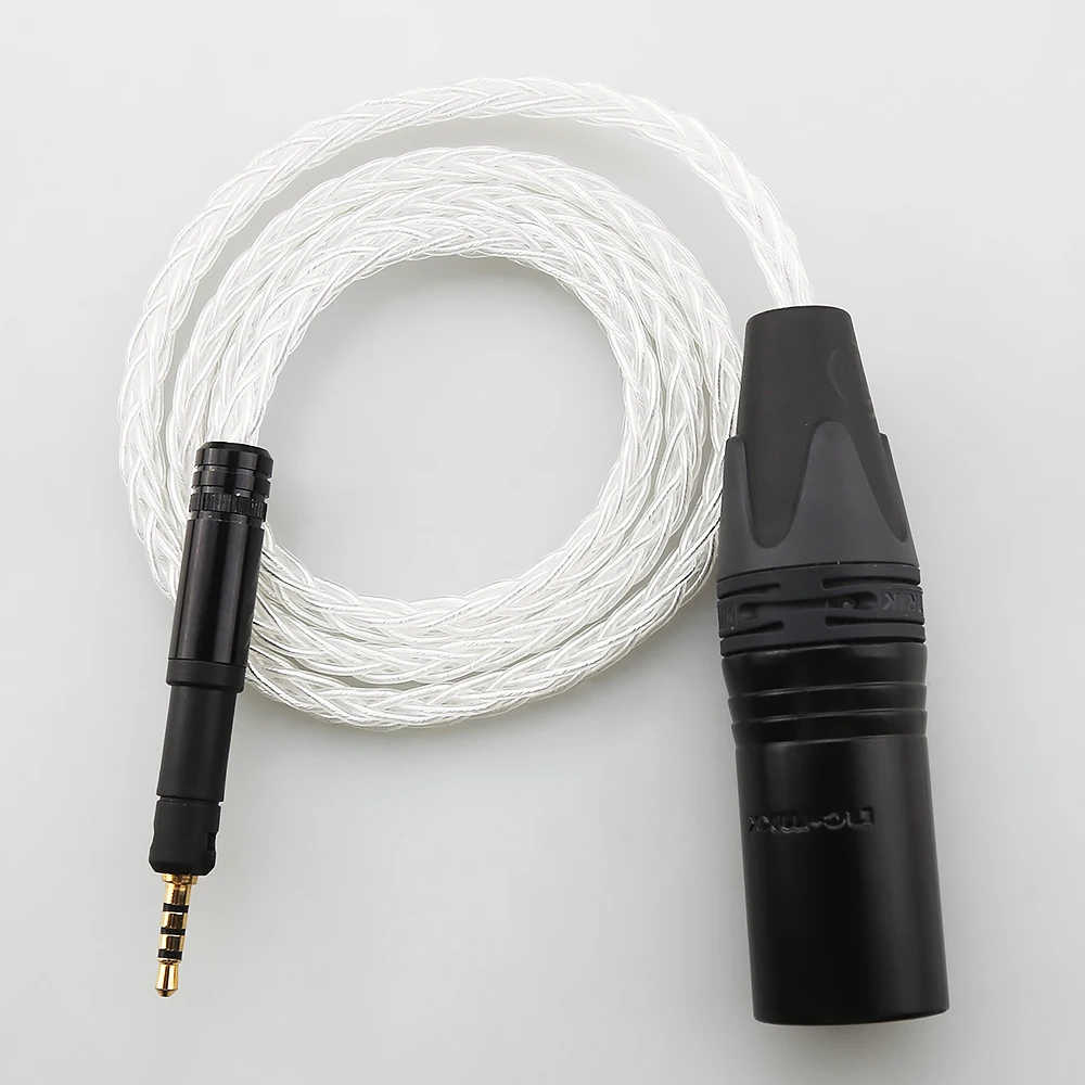 8 Core Pure Silver Balanced Headphone Upgrade Cable 4.4/3.5/2.5/XLR Compatible for Sennheiser HD560s HD599 HD569