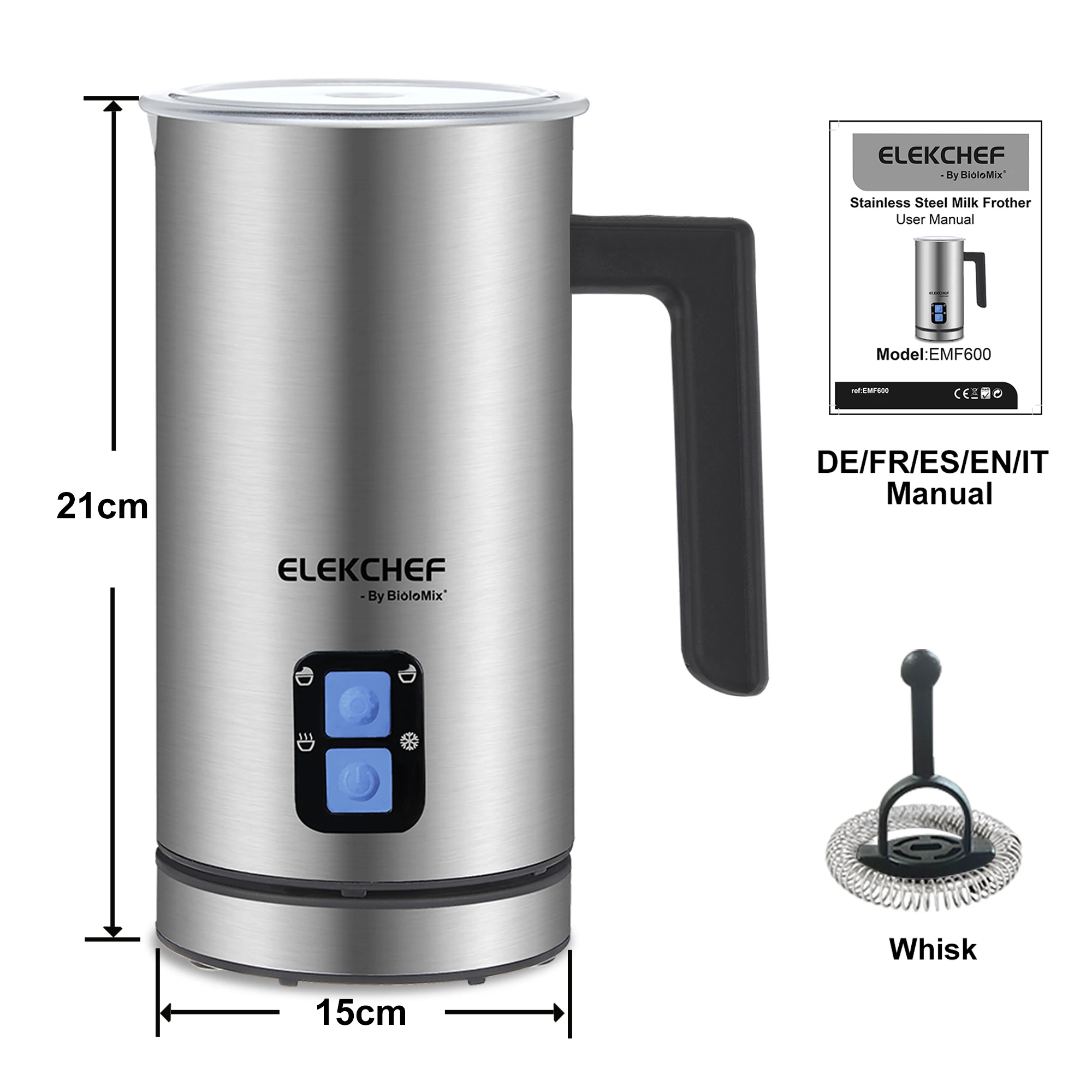 BioloMix Automatischer Milchaufschäumer und Wärmer – 4-in-1-Kaffeeaufschäumer für Heiß-/Kaltschaum, Latte und Cappuccino – Detail 8