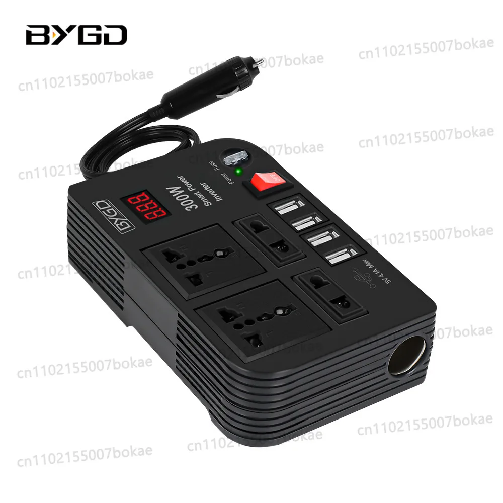 12v to 220v multifunctional digital display power inverter, 300w car power inverter with multiple usb ports