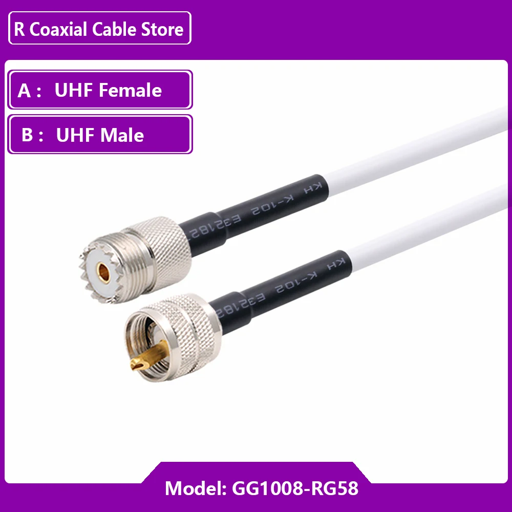 RG58 Antenna Extension Cable UHF PL-259 Male to UHF SO-239 Female  PL259 Pigtail Connector for CB Radio Ham Radio FM Transmitter