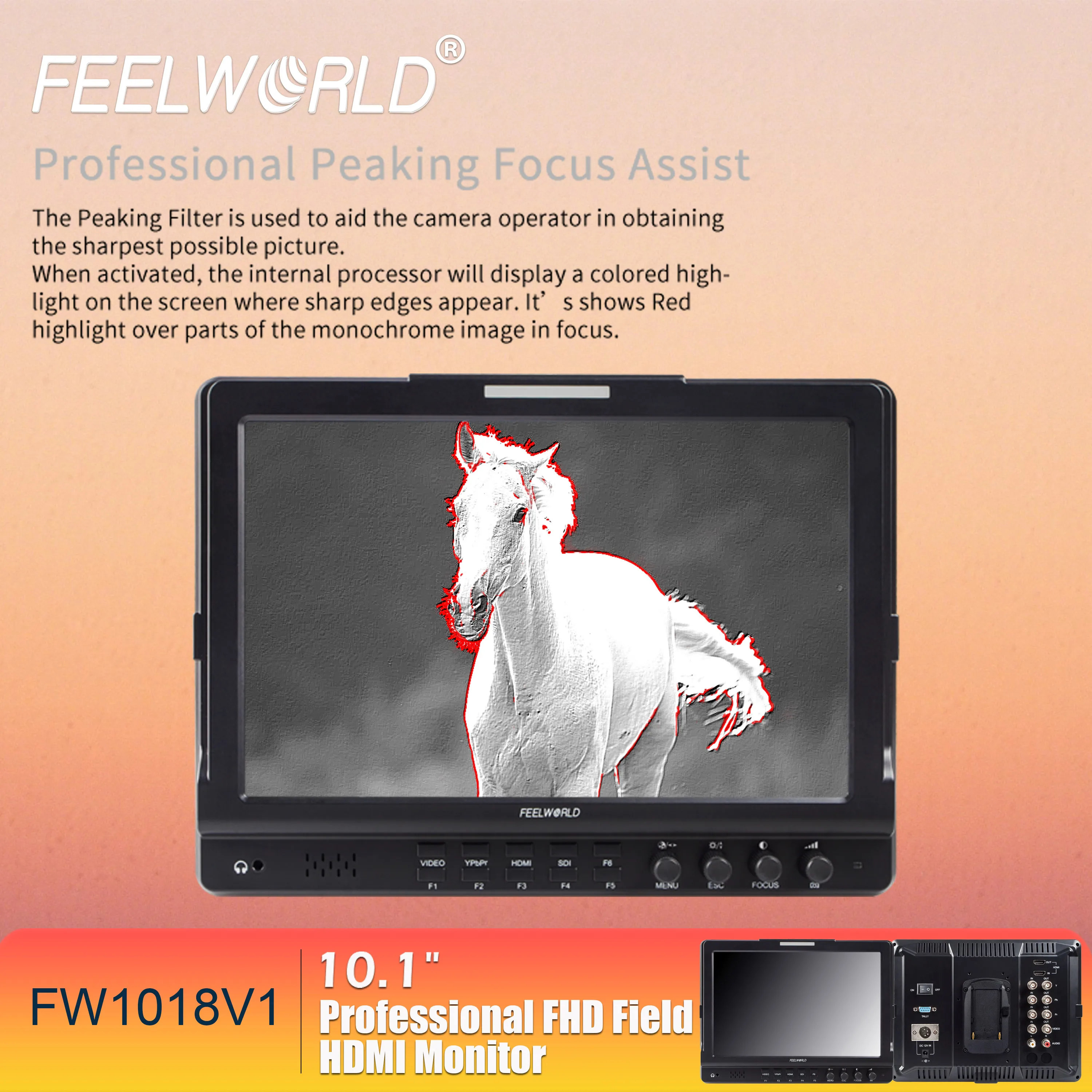 FEELWORLD FW1018V1 شاشة لمس IPS مقاس 10.1 بوصة على الكاميرا، معايرة HDMI، برامج ثابتة مخصصة وخدمة OEM للشعار #4