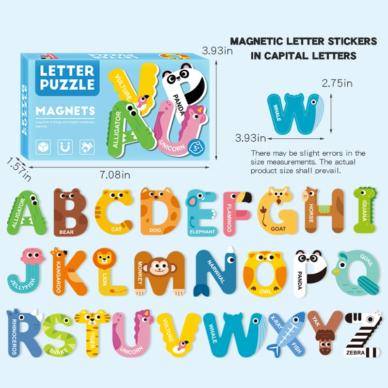 1 Set Montessori Cute Fridge Magnets for Children Animal Magnets for Refrigerator Decor Funny Magnetic Letters Numbers Kids Toys