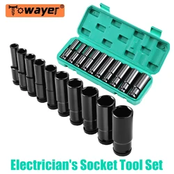 10 Piece Impact Socket Set 8-24mm Size Socket 1/2 Inch Power Socket Tool Impact Wrench Auto Repair Worker Adapter Hand Tool Set