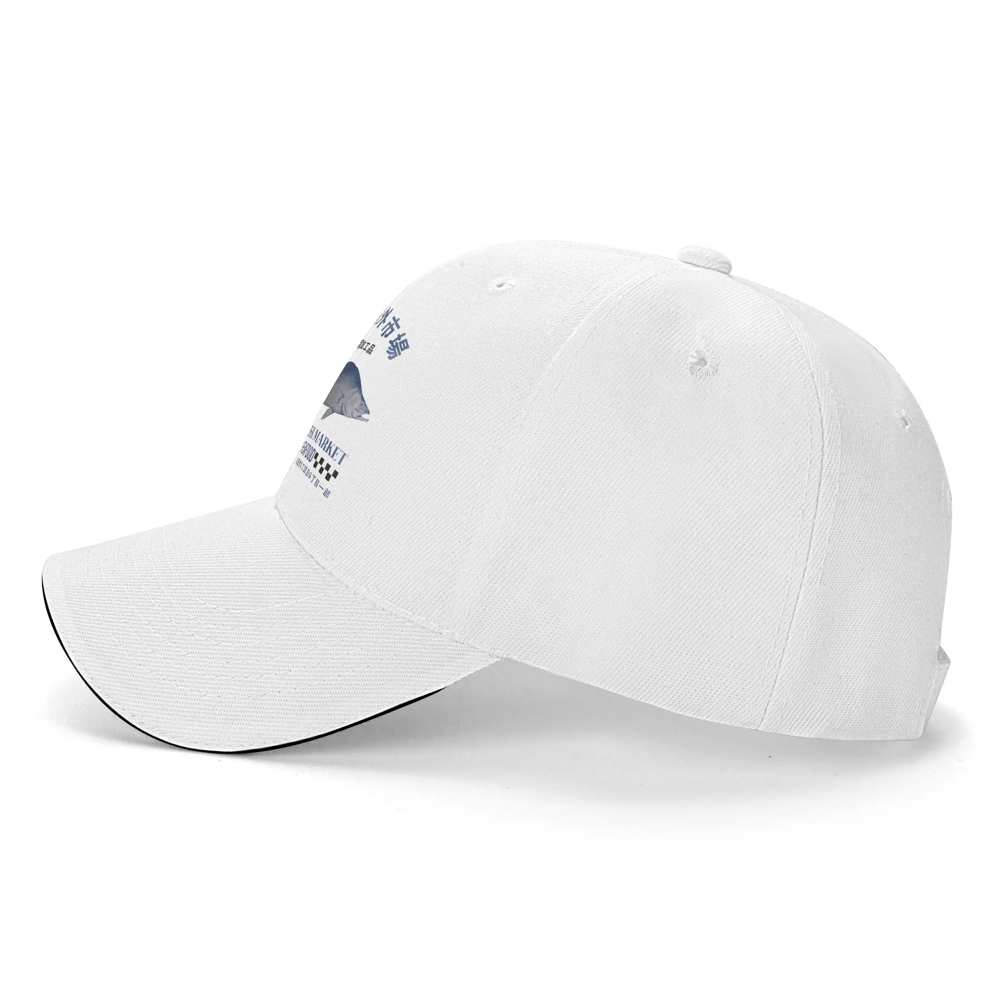 Unisex Japanese Fish Tsukiji Market Sandwich Cap Popular Baseball Caps Fresh Seafood  Sun Hat Adjustable Dad Hat Summer