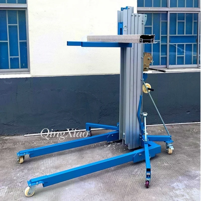 Aluminum Alloy Hand Crank Material Handler Lifting Height Manual Mobile Elevator Warehouse Exhibition Portable Loading Equipment