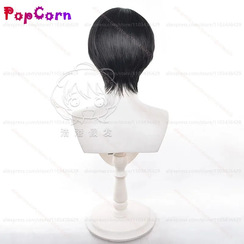qq28LQLevi Ackerman Unisex 30cm Short Hair Black Wig Anime Cosplay Heat Resistant Synthetic Wigs