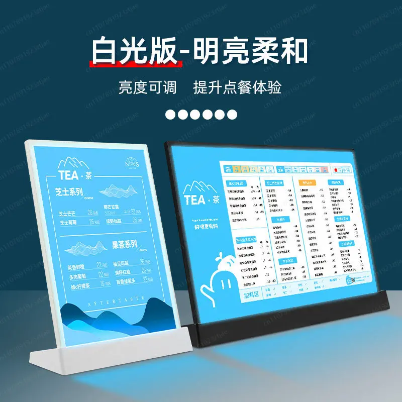 Glowing Menu Board A4 A3 Acrylic Table Stand Customizable Price List Holder for Cafe