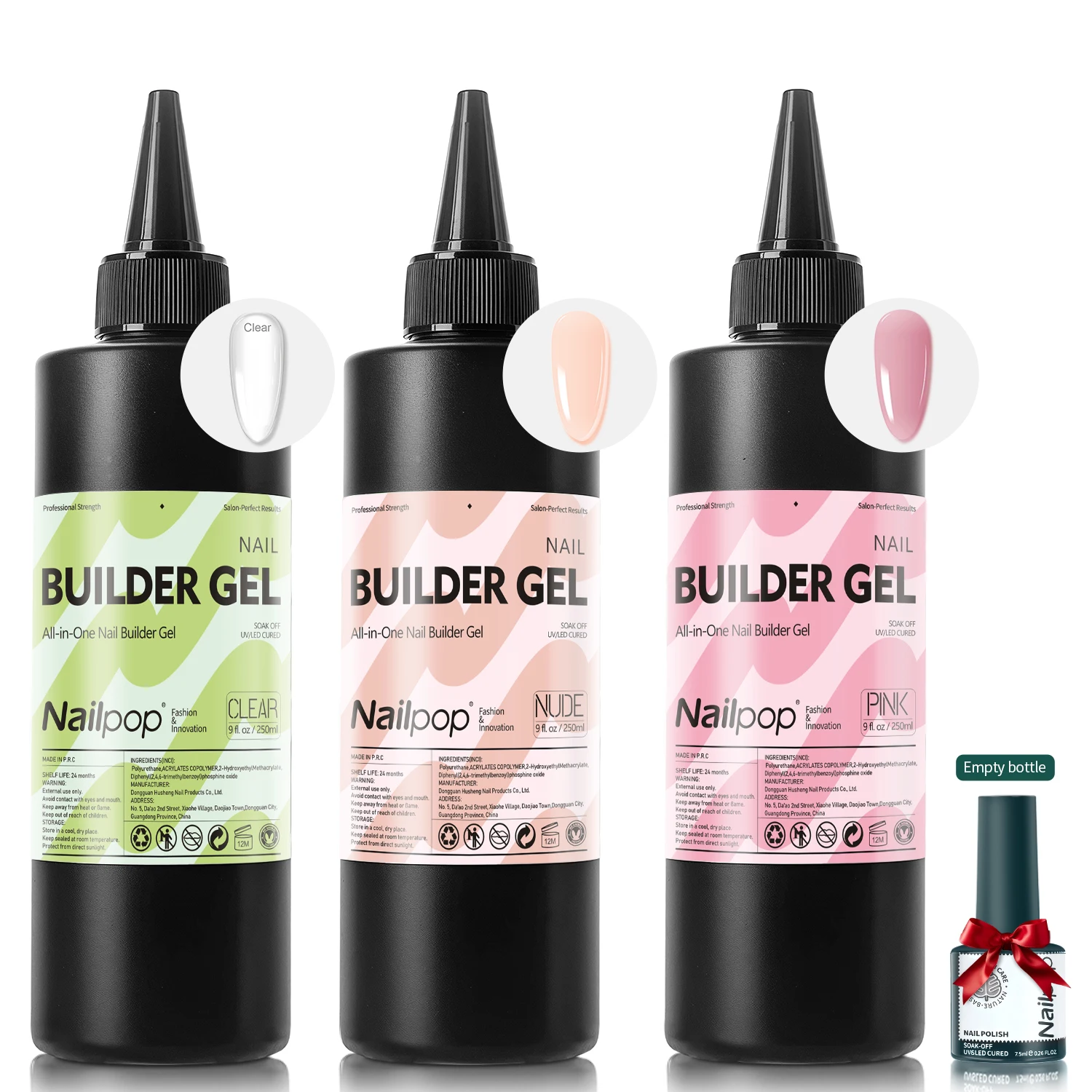 

Nailpop Professional Multi-Functional Nail Building Gel For Fast Extension Nail Apex False Nail Tips Strengthener 250/15ml