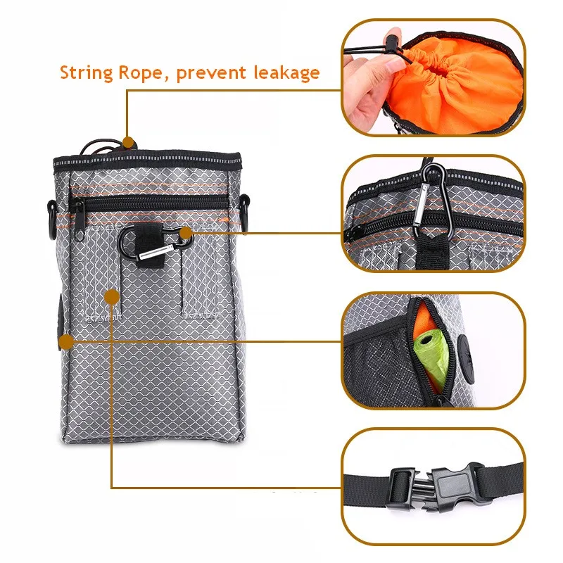 Portable Pet Treat Bag Food Holder Adjustable Waist Belt Garbage Bag Folding Bowl Kit Multi-function Outdoor Dog Training Pouch