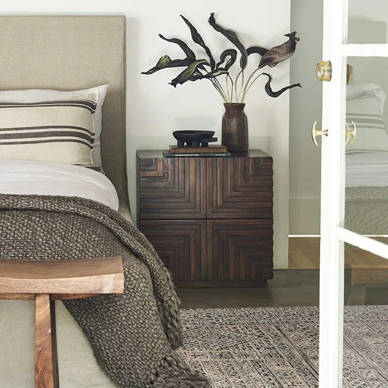 

Retro solid wood bedside table creative locker high cabinet home