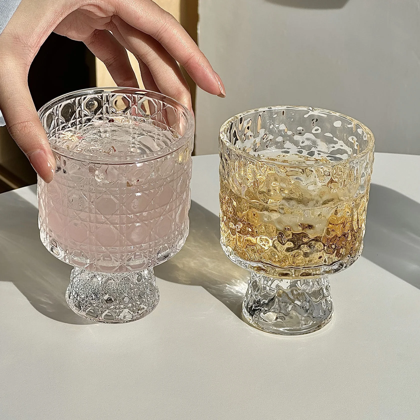 Vintage Ins Transparent Glass Coffee Cup American Style Concentrated Ice Latte Aveda Cup Beverage Cup Nordic Style Pure Color
