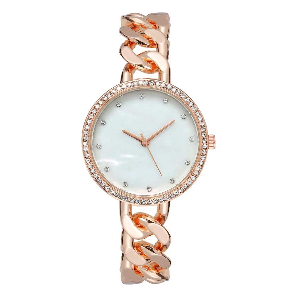 Luxe Dames Roségouden Armbanden Merk Horloges Mode 2023 Nieuw Met Diamanten Eenvoudig Shell Oppervlak Ontwerp Vrouwen Quartz Horloge