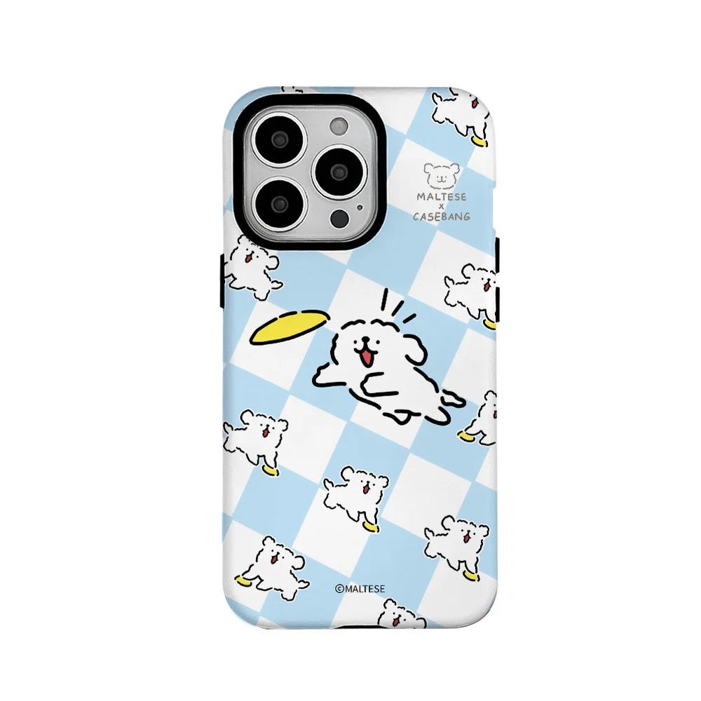 Ins Korean Lingge Cartoon Puppy Blue Phone Case for IPhone15 14 13 12 11 Pro Max XR XS MAX SE2 7 8 TPU Cover New Products