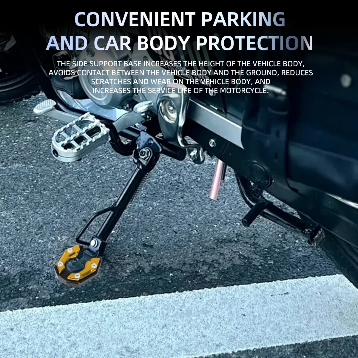 Motorcycle Side Stand Cover Aluminum Alloy Motorcycle Stands Pad Universal Bicycle Foot Extension Kickstand Accessories Black