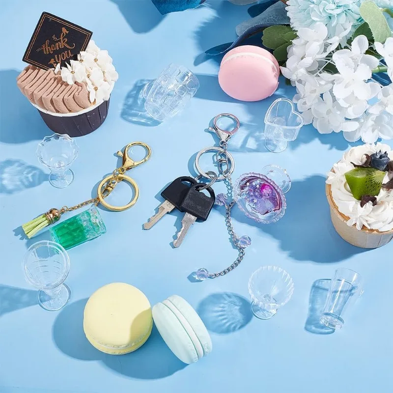 24 قطعة أكواب صغيرة المفاتيح عدة مصغرة محاكاة البلاستيك الراتنج كوب دمية مصغرة أدوات المائدة قلادة سحر DIY بها بنفسك المفاتيح #5