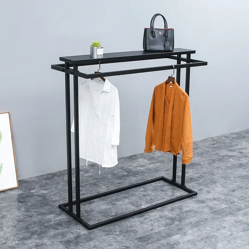 Zhongdao rack floor-to-ceiling clothing store display rack, double row middle shelf, parallel bar side hanging hanger, wrought i
