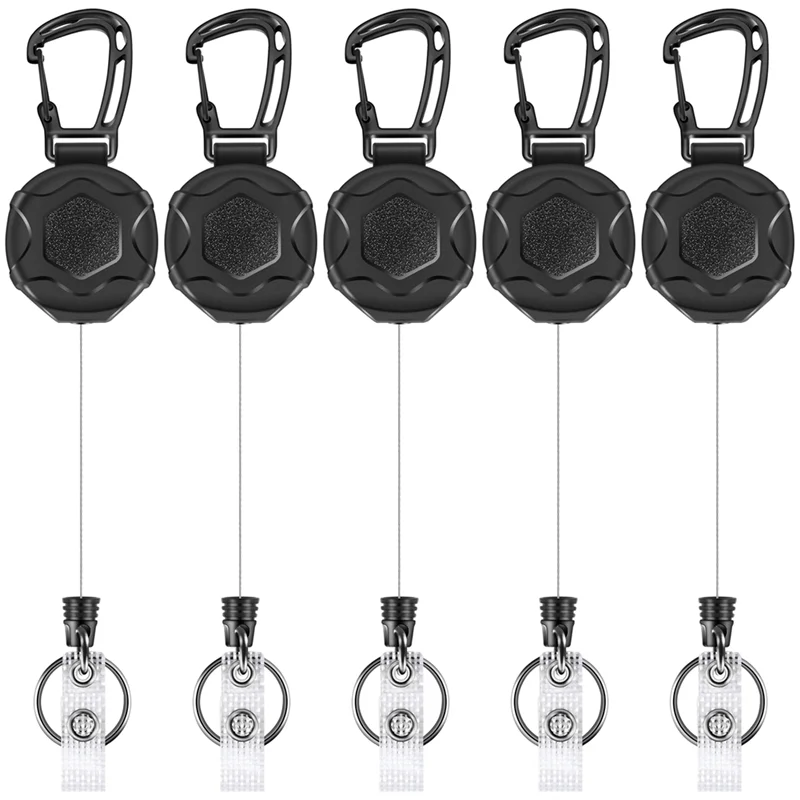 AED6-Retractable Keychains Heavy Duty Badge Reel Retractable Id Badge Clip With Upgraded Mountaineering Buckle