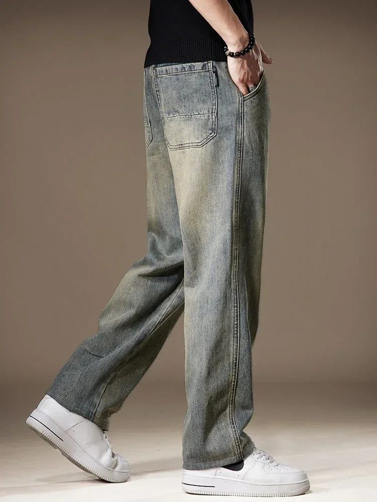 

Jeans for Men Trousers Cargo Work Wear Man Cowboy Pants Straight Wide Leg Soft 2024 Fashion Goth Trend Japanese Street Style Xs