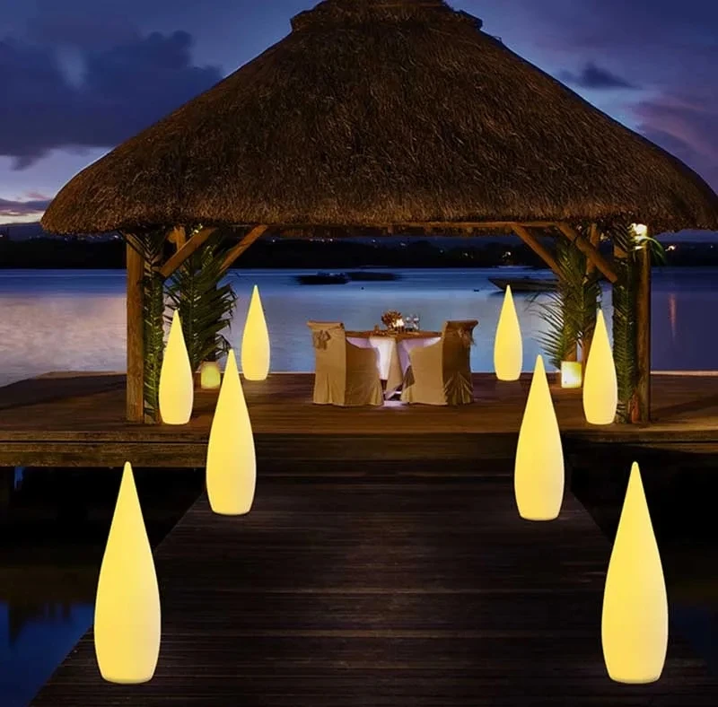 LED Remote Control Outdoor Floor Lamp Hotel Garden Decor Lights Portable Water Drop Landscape Lighting Waterproof Modeling Light