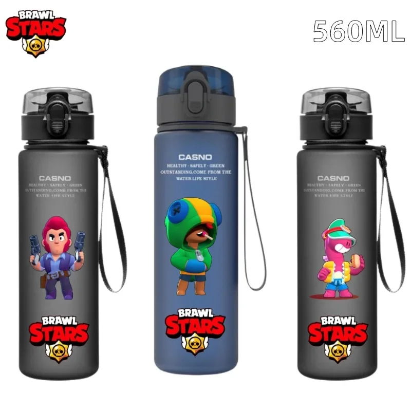 Characters Brawl 560ML Anime Red Black Blue Green Frosted Plastic Portable Sports Large Capacity Water Cup Spike Leon Black Crow