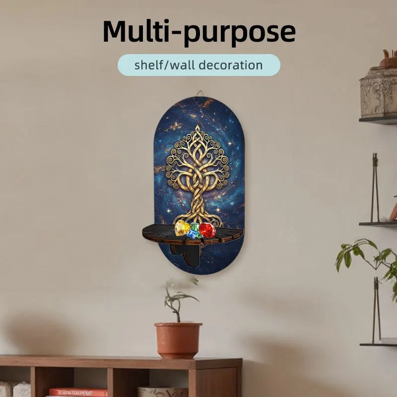 Retro Forest Alphabet A Shape Multifunctional Wall Shelf Storage Rack, 2D Printed Flower Heart Lock Forest Theme, Easter Gift