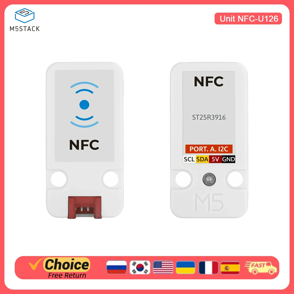 M5Stack NFC Communication Module: Enables Data Exchange with NFC/RFID Tags and Cards; Suitable for IoT Development